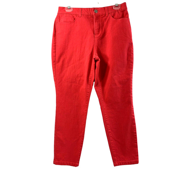 Signature Slimming Womens Jeans Size 6 P Red Skinny Stretch - Picture 1 of 8